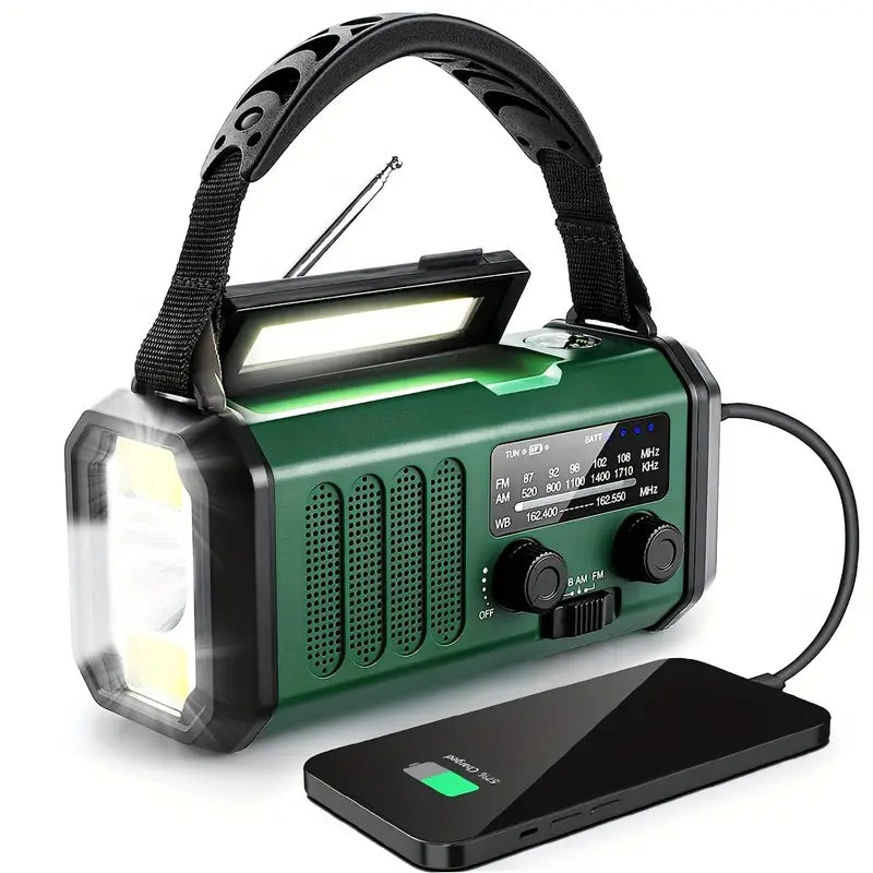 TerraWave Survivor – Solar & Hand-Crank Emergency Radio with Power Bank & Flashlight