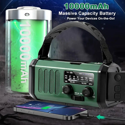 TerraWave Survivor – Solar & Hand-Crank Emergency Radio with Power Bank & Flashlight