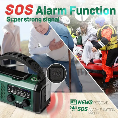 TerraWave Survivor – Solar & Hand-Crank Emergency Radio with Power Bank & Flashlight