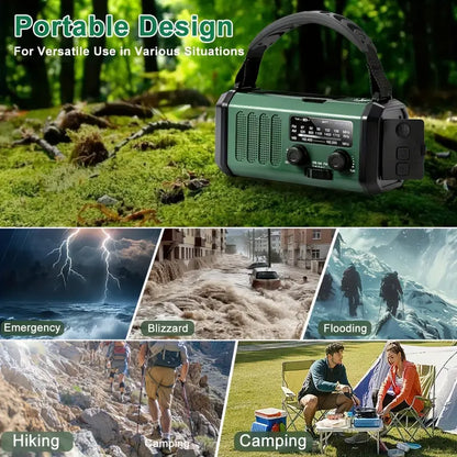 TerraWave Survivor – Solar & Hand-Crank Emergency Radio with Power Bank & Flashlight