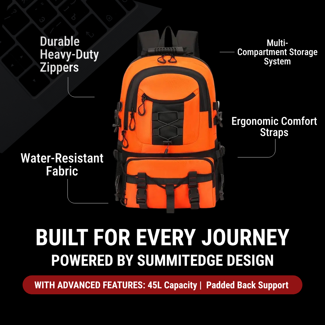 SummitEdge Nomad Backpack – Durable 45L Travel & Hiking Bag for Men