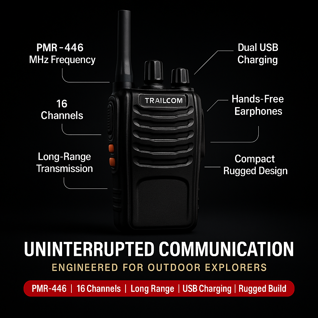 TrailCom X16 Walkie Talkies – Long-Range PMR-446 Radios for Hiking & Camping