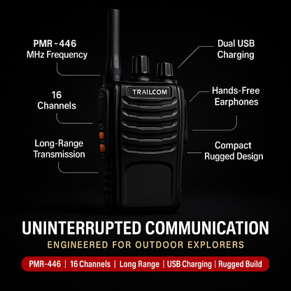 TrailCom X16 Walkie Talkies – Long-Range PMR-446 Radios for Hiking & Camping