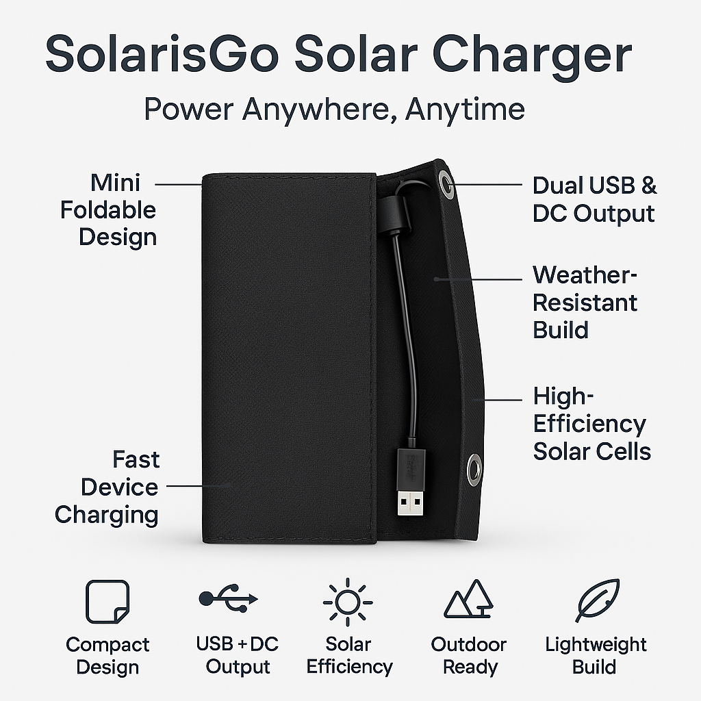 SolarisGo 60W Foldable Solar Charger for Camping & Travel
