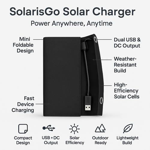 SolarisGo 60W Foldable Solar Charger for Camping & Travel