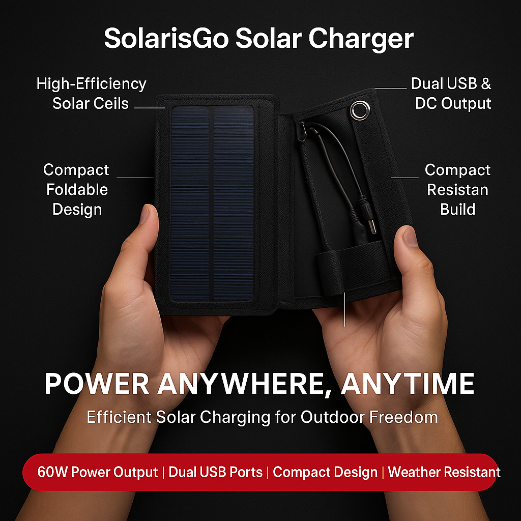 SolarisGo 60W Foldable Solar Charger for Camping & Travel