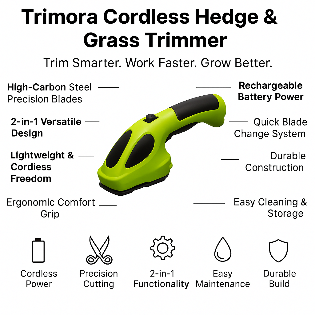 Trimora Cordless Hedge & Grass Trimmer
