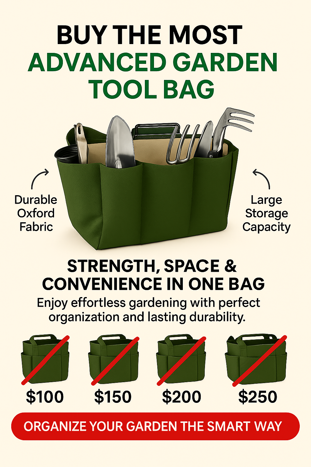 GardenEase™ Multi-Purpose Tool Bag – Large-Capacity Organizer for Easy Lawn & Patio Work