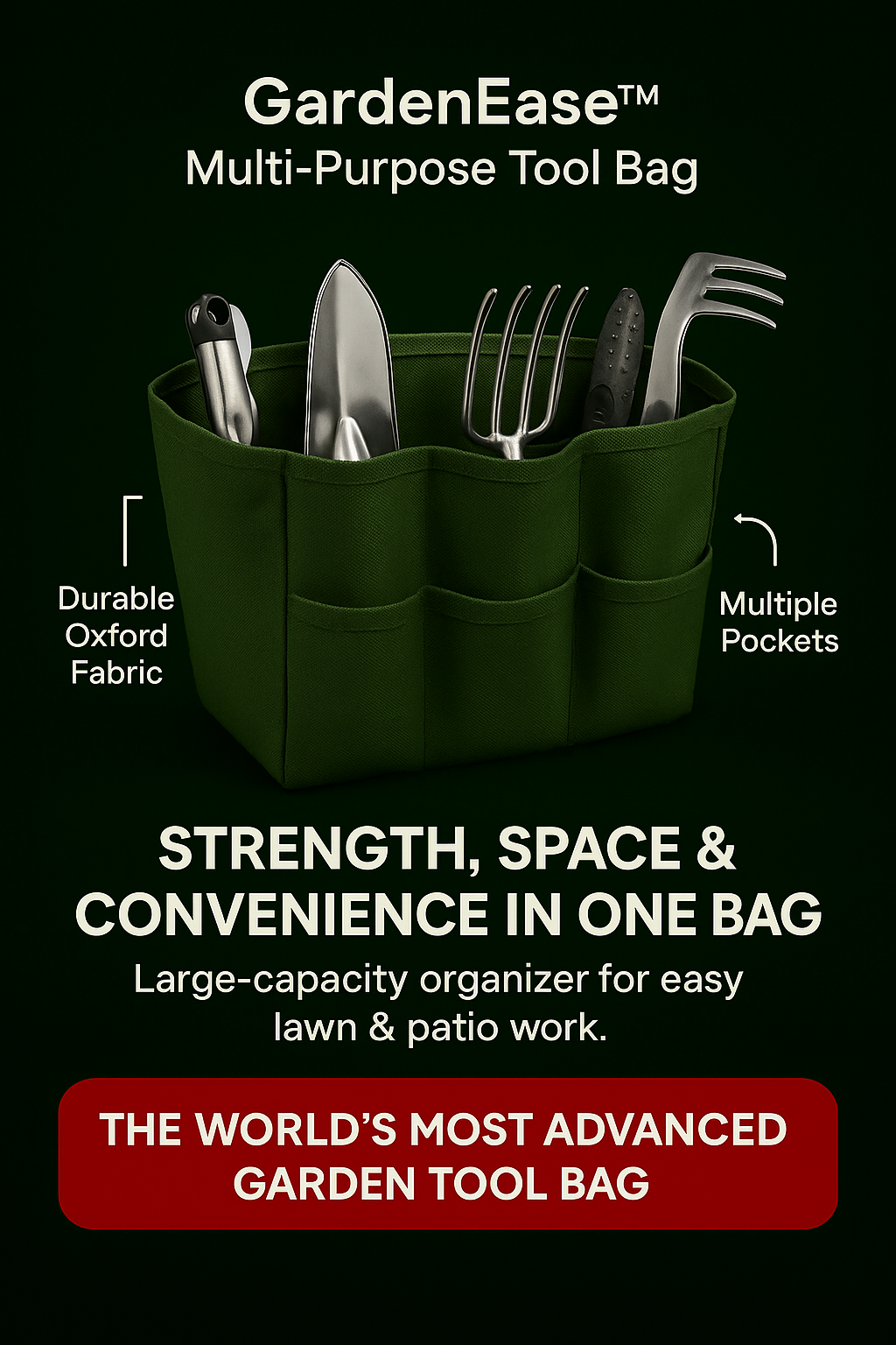 GardenEase™ Multi-Purpose Tool Bag – Large-Capacity Organizer for Easy Lawn & Patio Work