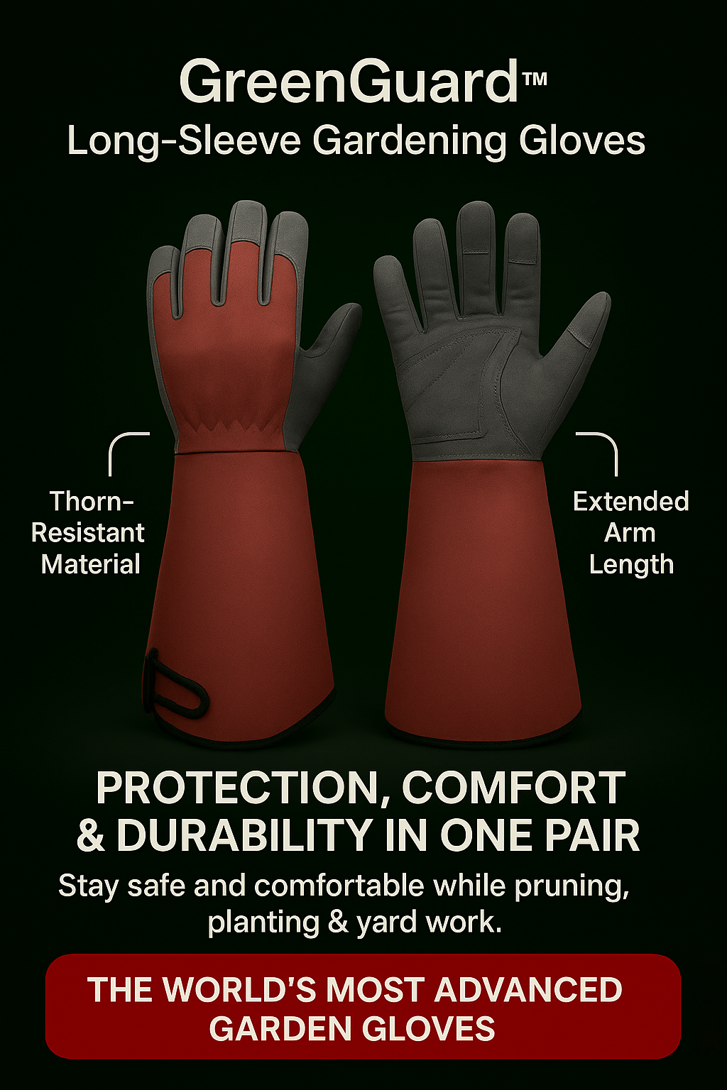 GreenGuard™ Long-Sleeve Gardening Gloves – Thorn-Resistant, Breathable & Protective Arm-Length Gloves for Garden & Outdoor Work