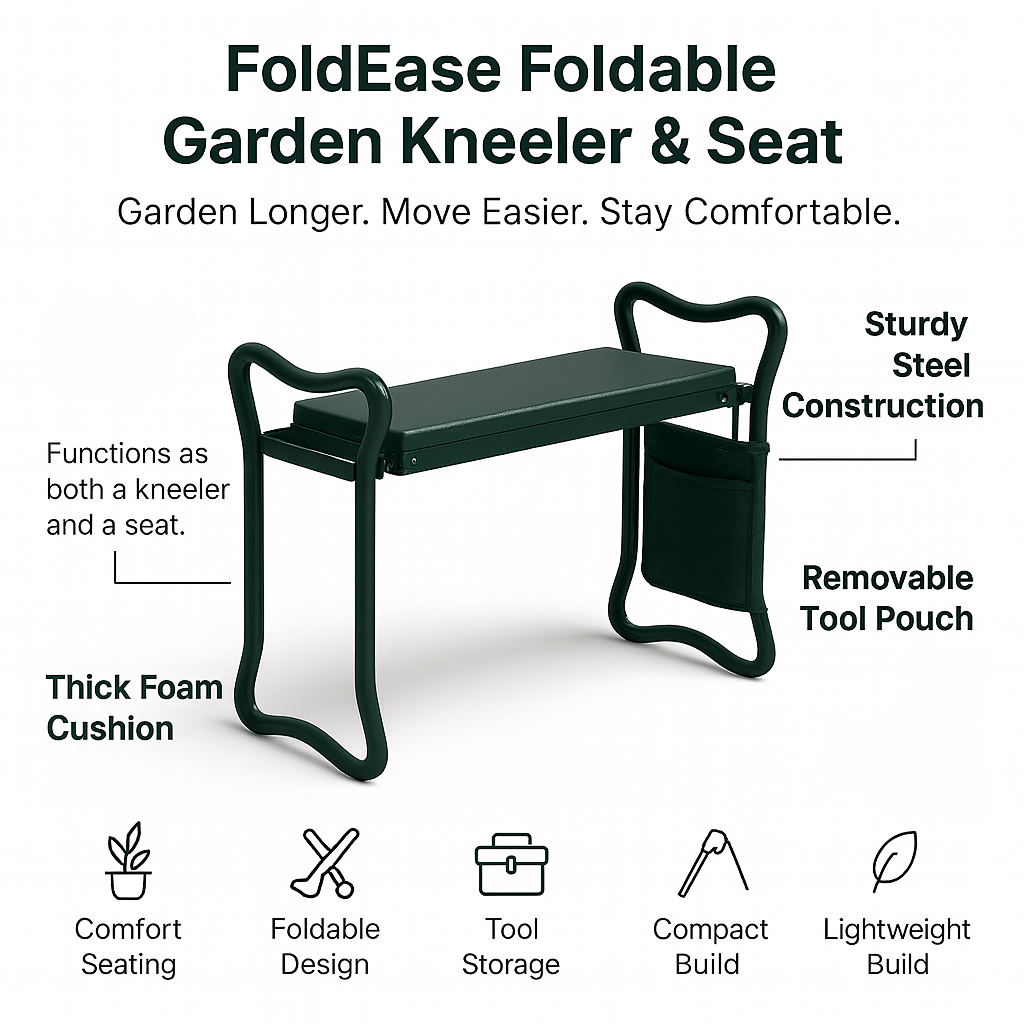 GardenEase 3-in-1 Collapsible Kneeler & Seat with Tool Bag