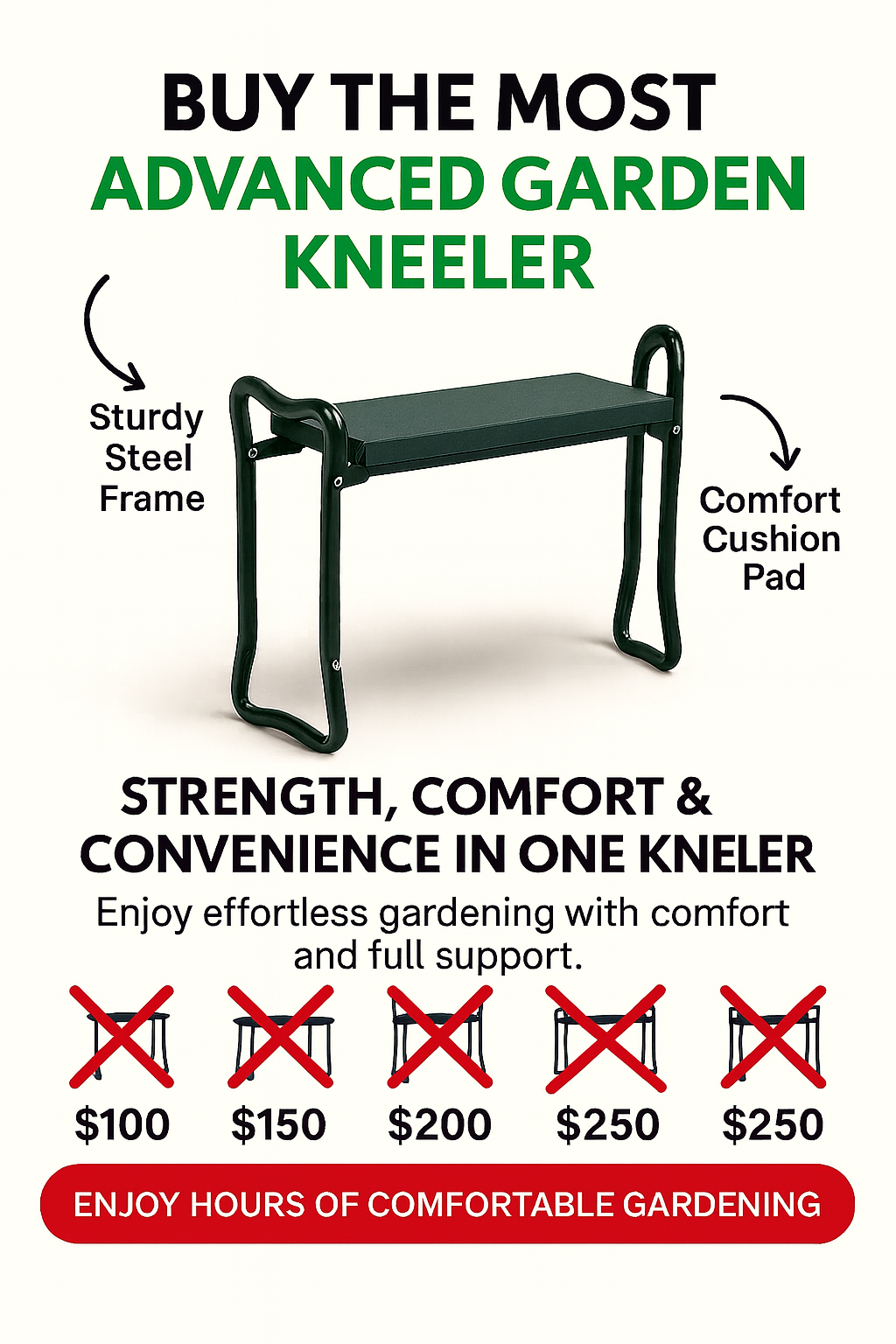 GardenEase™ 3-in-1 Collapsible Kneeler & Seat with Tool Bag – Sturdy, Non-Slip & Waterproof Cushion for Lawn & Patio Care